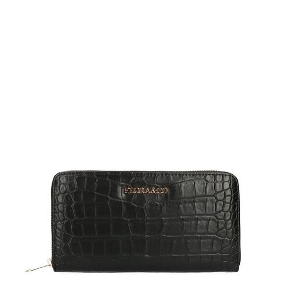Product image 1 of Flora & Co Croco Portemonnee Ziparound zwart
